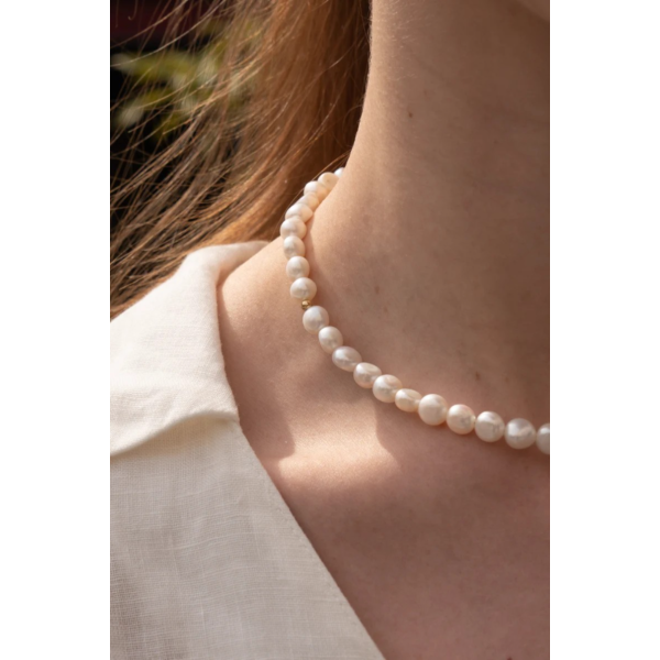 Colier perle naturale cu aur , colier aur la baza gatului, inchidere aur 14k, coliere din aur cu perle de cultura si mix cristale summer, colier pietre naturale