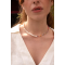 Colier perle naturale cu aur , colier aur la baza gatului, inchidere aur 14k, coliere din aur cu perle de cultura si mix cristale summer, colier pietre naturale