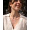 Colier aur dama la baza gatului, colier perle naturale cu aur, inchidere aur 14k, coliere din aur cu perle de cultura si mix cristale summer, colier pietre naturale