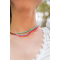 Colier aur la baza gatului cu cristale 2 mm, inchidere aur 14k, choker aur si miyuki, coliere aur si pietre naturale, colier summer festival