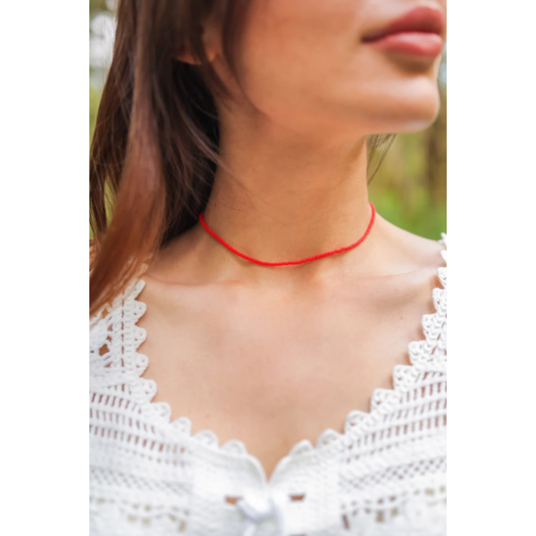 Colier aur la baza gatului cu cristale 2 mm, inchidere aur 14k, choker aur si miyuki, coliere aur si pietre naturale, colier summer festival