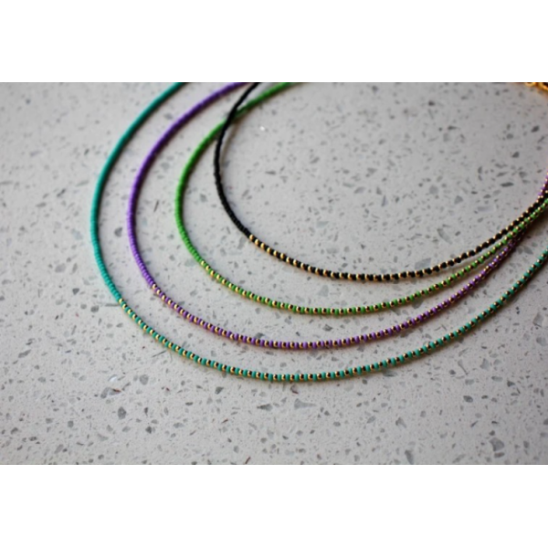 Choker aur dama cu cristale 2 mm, inchidere aur 14k, colier aur si miyuki, coliere aur si pietre naturale, colier summer festival