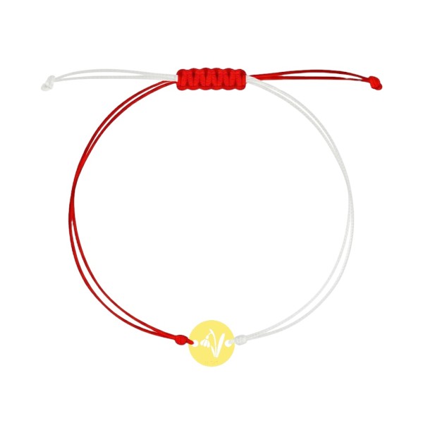 Martisor Aur 14K Brățară cu Șnur – Cadou Elegant pentru 1 și 8 Martie cu mini figurina banut 0,6 cm cu ghiocel decupat, aur galben