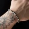 Bratara bilute aur 14k si cristale cubice fatetate, bile 2 sau 3 mm, la alegere din aur 14k striate, barbat/dama, snur gros din matase, cristale negre 4 mm