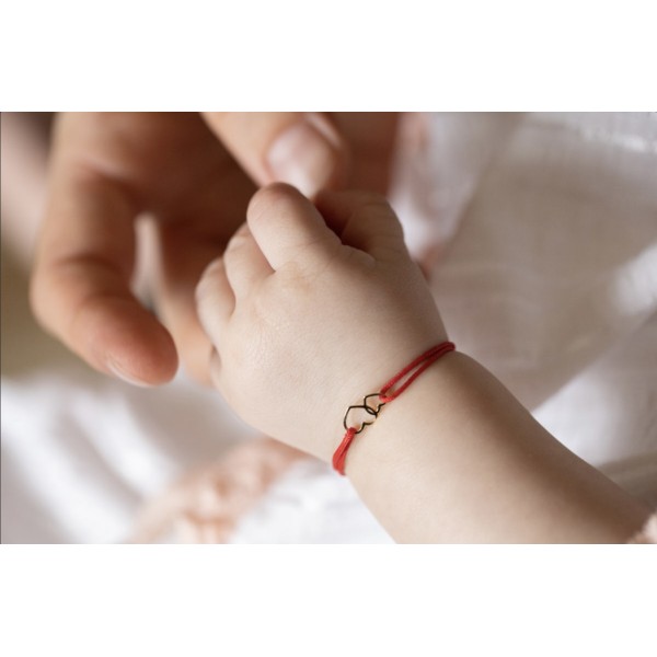 Bratara aur, dama/copil, aur 14k, snur reglabil, mini figurina 2 inimi, auriu