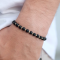 Bratara 10 sfere aur 14k si onix negru natural, bile aur 14k striate, barbat/dama, bilute aur 2 mm, snur gros din matase, piatra naturala onix negru lucios
